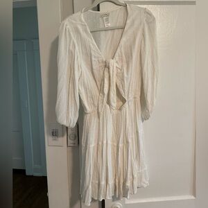 Light Cream Tiered Tie-Front Dress - L Space